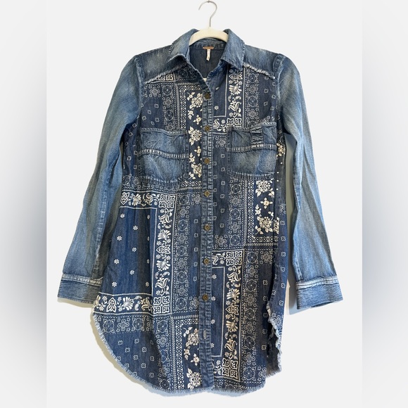 Free People Jackets & Blazers - Free People Women’s Embroidered Denim Duster